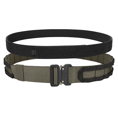 KRYDEX GEAR Taktischer Gürtel mit Schnellverschluss 1,75 Zoll Taktischer Gürtel mit 1,5 Zoll Innengürtel Militär Schwerlast Molle Gürtels Arbeitsgürte Hochleistungsgürtel für Herren (Ranger Grün, XL) von KRYDEX GEAR