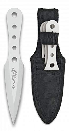 *3er* Messerset White Dragon Darts Wurfmesser weiß - robuste Trainingsmesser Kunai Messer mit Nylon Etui schwarz von KS-11