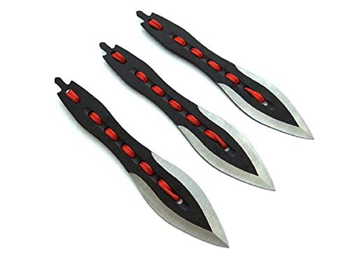 KS-11 3*er Wurfmesser Set für schnelles Werfen in der Black Peal Edition - Messer mit Messertasche, schwarz rot von KS-11