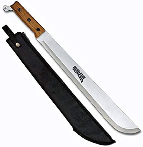 Machete mit Langer Klinge Explorer Edition mit Holzgriff, Scheide - Gesamtlänge 55cm, Macheten, Silber braun von KS-11