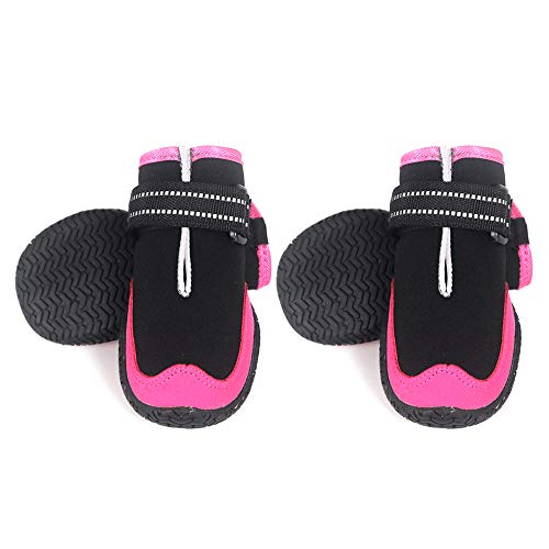 Hundeschuhe wasserdichte und Verschleißfeste Haustier-Regenstiefel Große Hundeschuhe für Herbst und Winter,Pink,5 von KS Tools