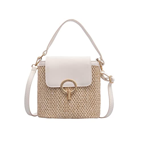 Damenhandtaschen Mode Stroh Schulter Umhängetaschen Damen Designer Luxus Gewebte Eimer Tasche Neue Sommer Strand Stroh Tasche Weibliche Handtasche 19X12X20 von KS&BAG