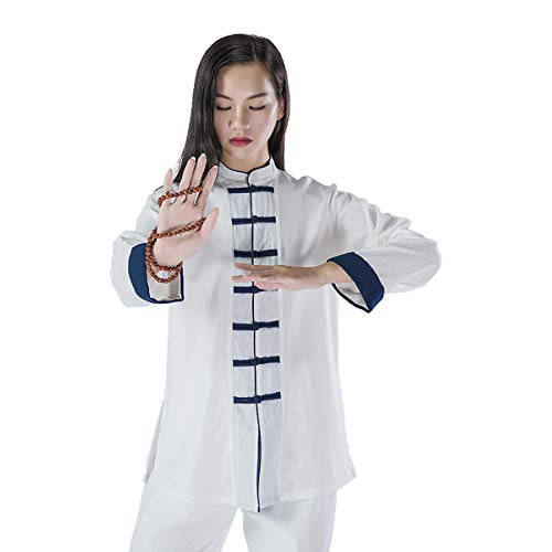 KSUA Frauen Martial Arts Uniform Tai Chi Anzug Chinesische Kung Fu Kleidung Baumwolle Wing Chun Kleidung Zen Meditation, Weiß EU S/Etikett M von KSUA