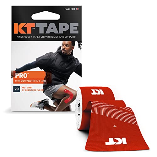 KT TAPE Pro, Vorgeschnittene, 20 Streifen, Synthetisch, Rot von KT Tape