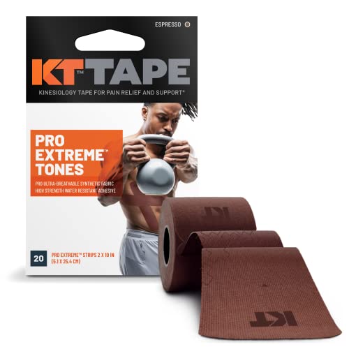 KT Tape Pro Extreme therapeutisches elastisches Kinesiologie-Tape, 20 vorgeschnittene 25,4 cm Streifen, 100 % synthetisches wasserabweisend, Festzelt Mokka von KT Tape