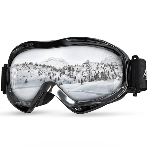 KTEBO Skibrille Herren Damen, UV-Schutz Snowboard brille Anti-Beschlag, Skibrille Verspiegelt für brillenträger - Silberbrille von KTEBO