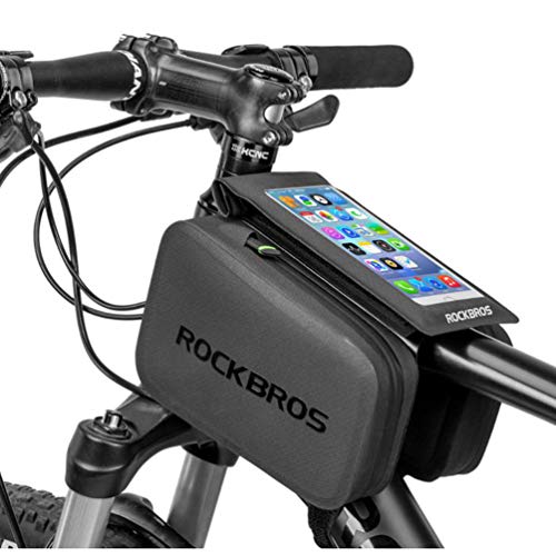 Wasserdicht Fahrrad Rahmentaschen, Wasserdicht Fahrradlenkertasche Handyhalterung Fahrrad Handy Tasche, für Smartphone bis zu 6.7 Zoll Handytasche Oberrohrtasche Fahrradtasche Lenkertasche, Black von KUANDAR