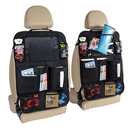 KUANDARMX dauerhaft Auto Rückenlehnenschutz, 2 Stück Auto Rücksitz Organizer für Kinder, Große Taschen und iPad-/Tablet-Fach, Wasserdicht Autositzschoner, Kick-Matten-Schutz für Autositz Geschenk von KUANDARMX