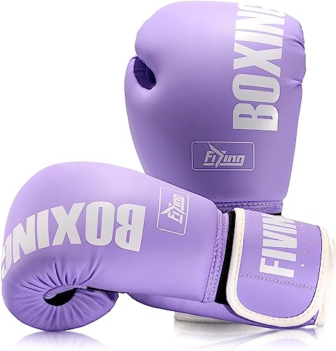 FIVING Pro Style Boxhandschuhe für Damen, PU-Leder, Training, Muay Thai, Sparring, Kampfsport, Boxsack-Handschuhe, Workout für Damen (Violett (New Purple), 12oz) von KUANG QUAN