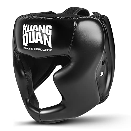 Kuang Quan Kopfschutz Boxen für Kickboxen, Kampfsport, MMA Training, Boxing Gesichtsschutz，Boxhelm mit maximalem Schutz (L) von KUANG QUAN