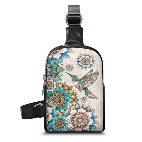 KUIFORTI Mini-Brusttasche für Mädchen und Frauen, niedliche Tragetaschen, tragbare Reise-Umhängetasche, Kolibri Lotus, Einheitsgröße, Taschen-Organizer von KUIFORTI