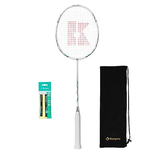 KUMPOO Badmintonschläger K520 PRO – 86 g leichter Vollcarbon Badmintonschläger, maximale Spannung beträgt 12,7 kg (weiß) von KUMPOO