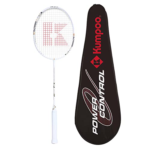 KUMPOO Professioneller Badminton-Schläger, 82 g, leichter Badmintonschläger, hohe Spannung, Vollkohlenstofffaser-Schaft, Badmintonschläger mit Schlägerabdeckung von KUMPOO