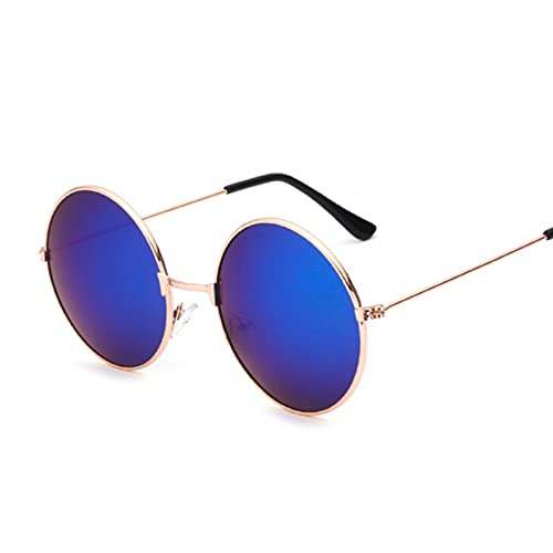 KUNIUO Mode Candy Vintage Rundspiegel Sonnenbrille Frauen Luxus Original Design Schwarz Sonnenbrille Weiblich Oculos-GoldBlue von KUNIUO