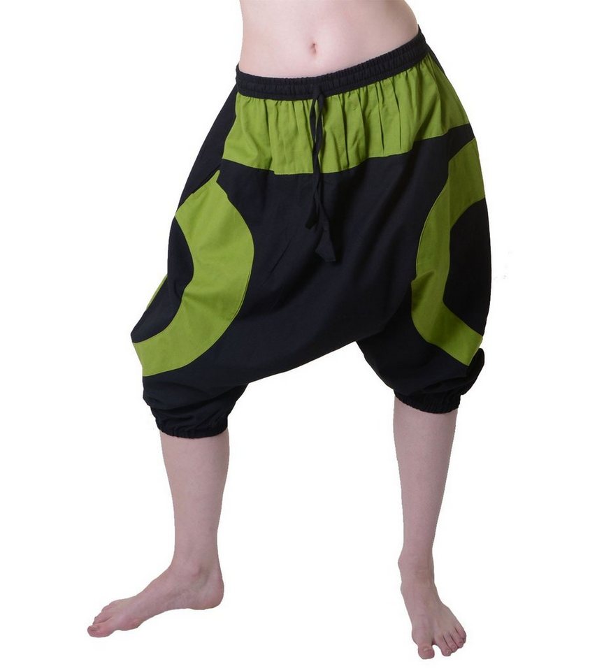 KUNST UND MAGIE Yogahose Kurze Haremshose dreiviertel Unisex Pumphose Hippie Psy Aladinhose von KUNST UND MAGIE