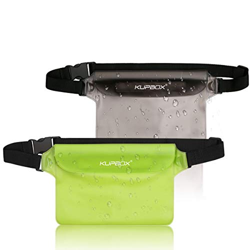KUPBOX 2 Stück wasserdichte Tasche mit Verstellbarem Gurt wasserdichte Beutel,100% wasserdichte Bauchtasche Handytasche Handyhülle für Wassersport/Strand/Schwimmen/Bootfahren von KUPBOX