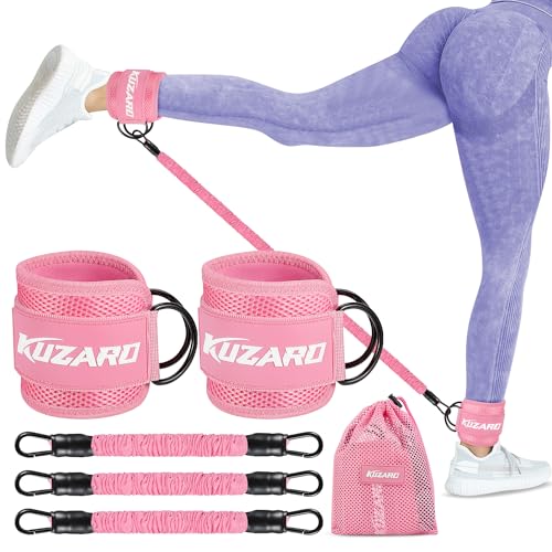 KUZARO Widerstandsbänder-Set mit Knöchelriemen, Gesäßtrainingsausrüstung, Knöchelbänder für Workout, Po-Übungsgerät für Frauen, Beine und Gesäßmuskulatur, perfekt für Heimtraining und Fitnesstraining von KUZARO
