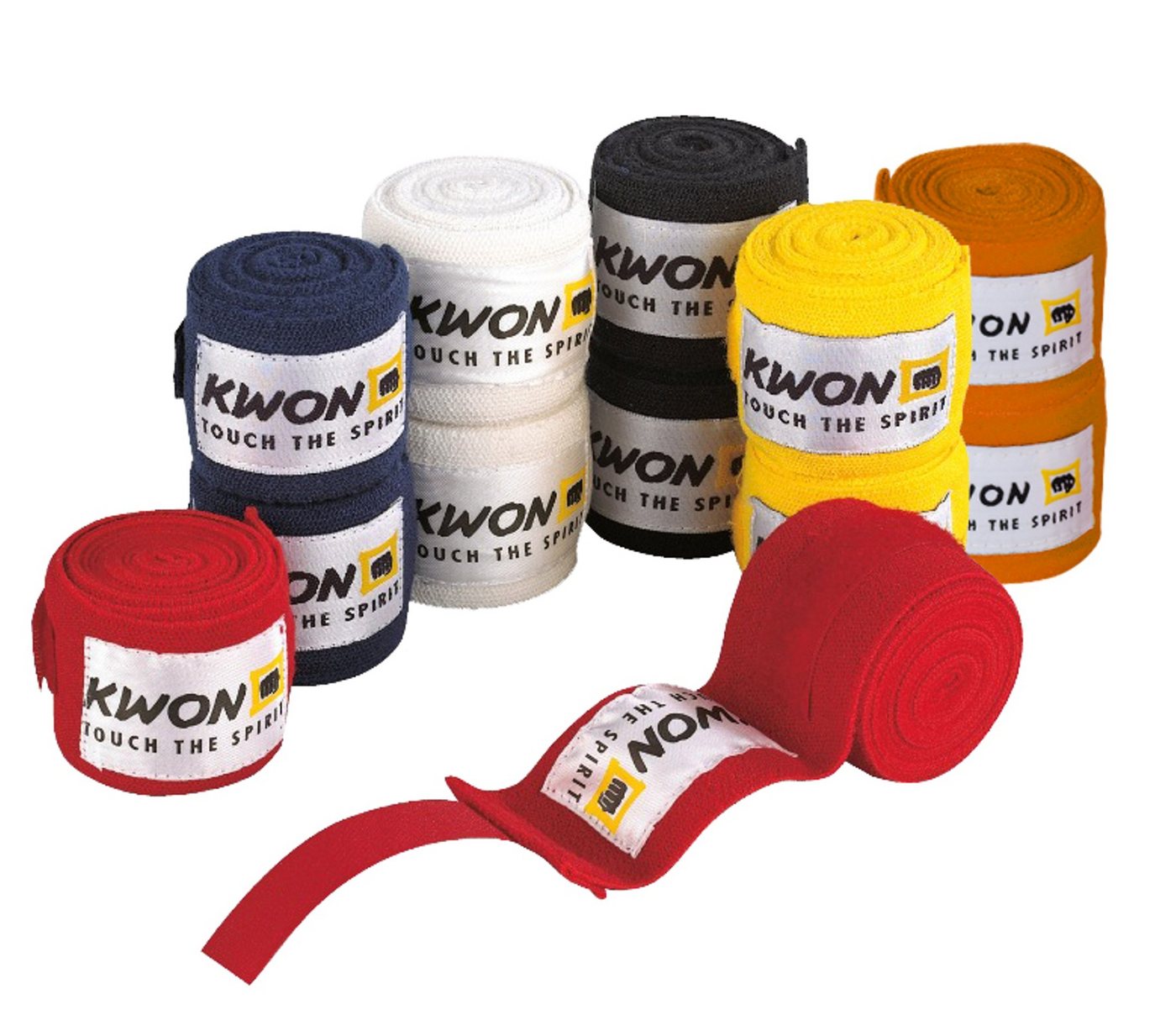 KWON Boxbandagen elastisch 2,5 m Wickelbandagen Handbandagen Boxen Kickboxen, Paar, elastischem Material, Klett, Daumenschlaufe von KWON
