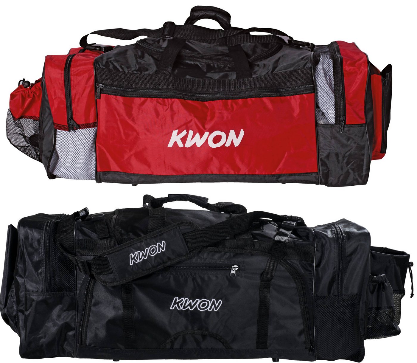 KWON Sporttasche Evolution schwarz rot 70 cm Taekwondo TKD Trainingstasche (Lieblingstasche, 2 Farben), Sehr viele praktische Fächer, geräumig, Nassfach von KWON