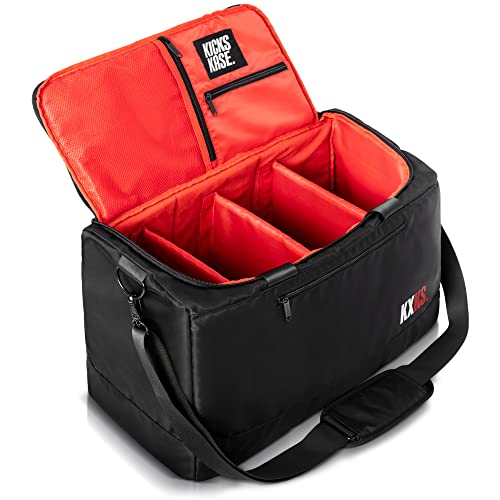 KXKS. Kicks Kase Essential Sneaker Duffle Bag – Reisetaschen für Schuhe, Reiseturnschuhe, perfekte Sporttasche, Reisen und Gepäck, strapazierfähiges Reisezubehör, schwarz/red, Reisetasche mit von KXKS.