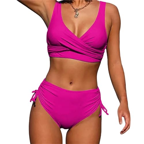 KYATON Bikini Damen Frauen Badebekleidung 2 Stück Hohe Taille Gepolstert Bikini Rückenloser Badeanzug-Hotp-M von KYATON