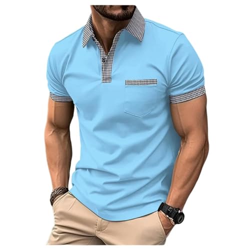 KYATON Herren T-Shirt Herren Casual Kurzarm Shirt T-Shirt Herren Atmungsaktives Shirt Herrenbekleidung-qzkd-blau-s von KYATON