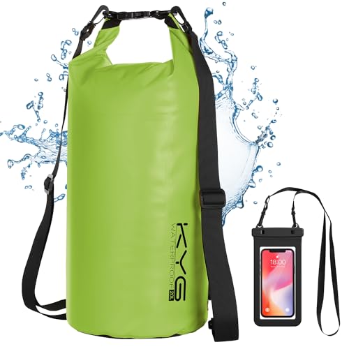KYG Dry Bag wasserdichte Tasche, 5L/10L/20L, mit Wasserdicht Handyhülle, Trockentasche für Strand und Outdoor Sport, Wandern, Skifahren, Angeln, Klettern, Camping, Surfen, Rafting von KYG