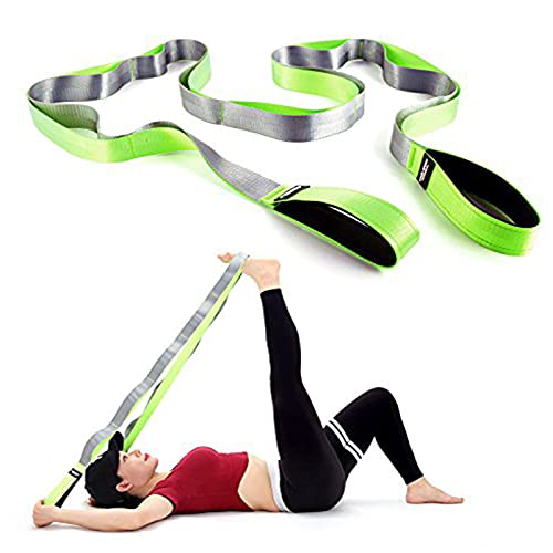 KYLIN SPORT Yoga-/Tanz-Stretch-Gurt mit Türbefestigung und Tragetasche, Multi-Loop-Dehnungs-Gürtel für Physiotherapeuten, Fitness, Dehnen (grün/grau) von KYLIN SPORT