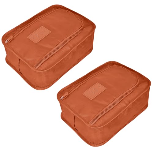 2 Stück Schuhtaschen Reiseschuhtaschen, Wasserfeste Staubdicht Schuhbeutel mit Reißverschluss und Tragegriff, Faltbarer Tragbare Doppelschicht Schuhsack Shoe-Bag für Hause, Camping (Orange) von KYSUN