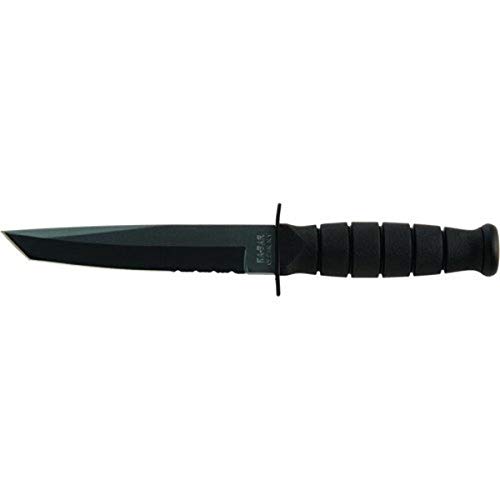 Ka-Bar Short Black Tanto Knife, Serrated, Leather Sheath von Ka-Bar