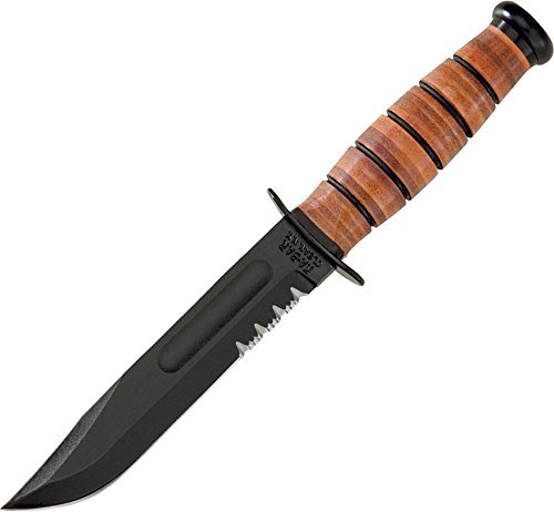 Ka-Bar US Army 7" Fixed Blade Knife, Serrated Leather Handle w/Brown Sheath #1219 von Ka-Bar