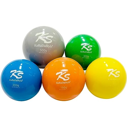 KaRaDaStyle Plyo Trainingsbälle für Baseball- und Softball, Übungsbälle zum Schlagen von gewichteten Bällen, variables Gewicht, 130 g, 150 g, 200 g, 300 g, 500 g, 500 g, 5 Stück von KaRaDaStyle