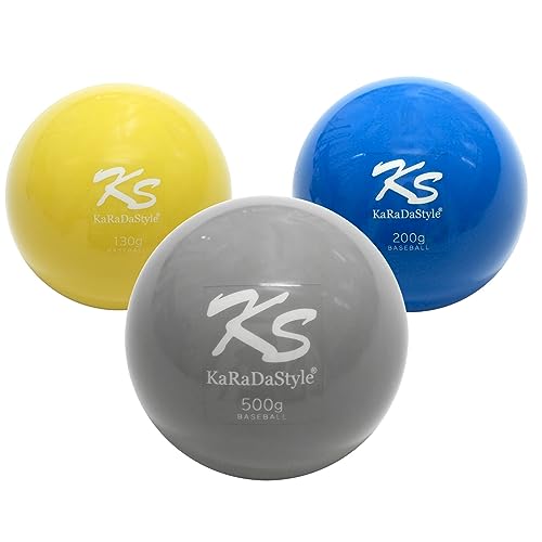 KaRaDaStyle Plyo Trainingsbälle für Baseball- und Softball, Übungsbälle zum Schlagen von gewichteten Bällen, variables Gewicht, 130 g, 200 g, 500 g, 3 Stück von KaRaDaStyle