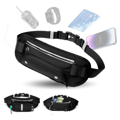 Sport Hüfttasche, Unisex Sport Gürteltasche, Verstellbare Sport Hüfttasche, wasserdichte, mit Reißverschlus, Flaschenhalter, Stylisch Universial, Komfortabel für Sport Fitnesss, Laufen von Kakveiai