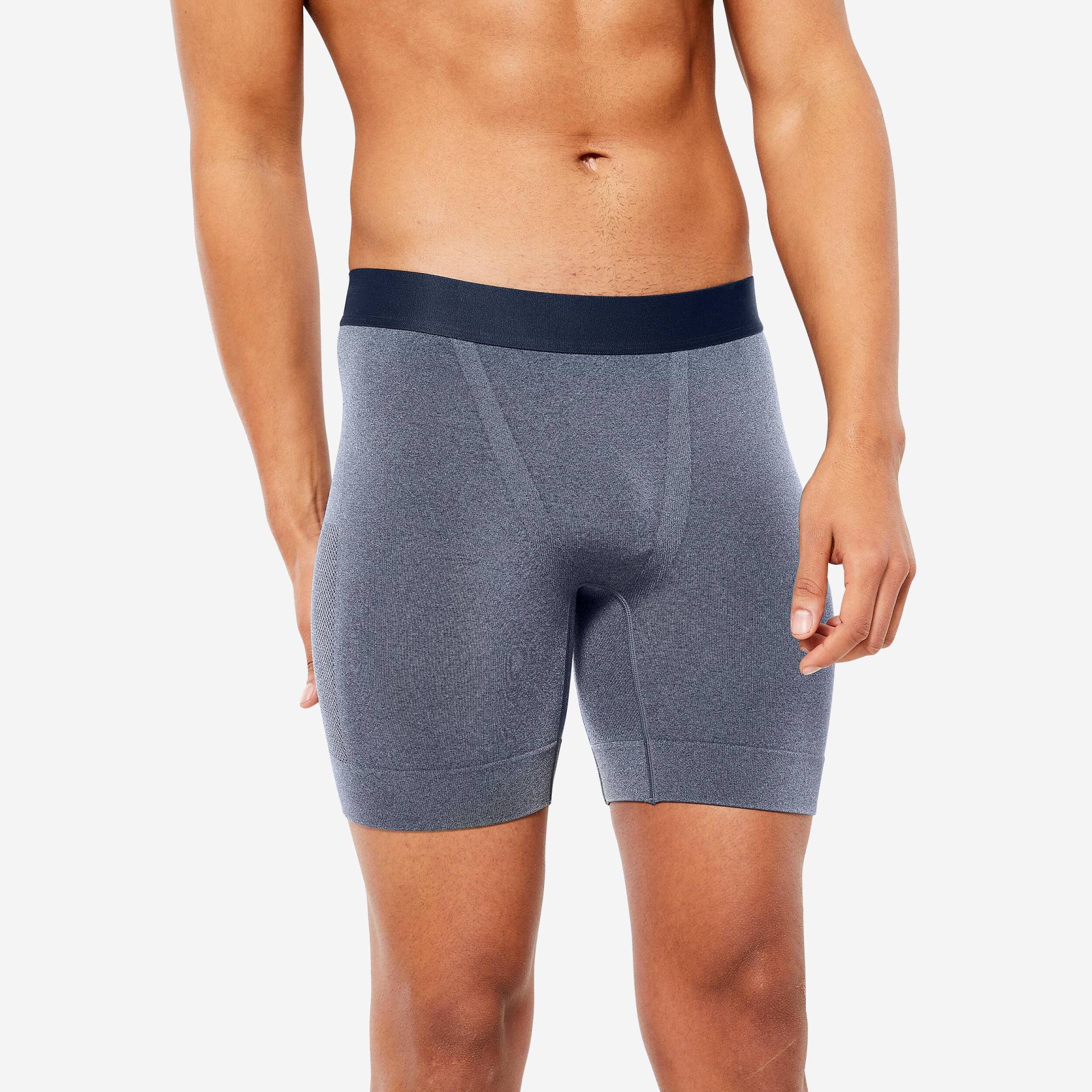 Funktionsunterhose Lauf-Boxershorts Herren lang nahtlos - dunkelblau von Kalenji