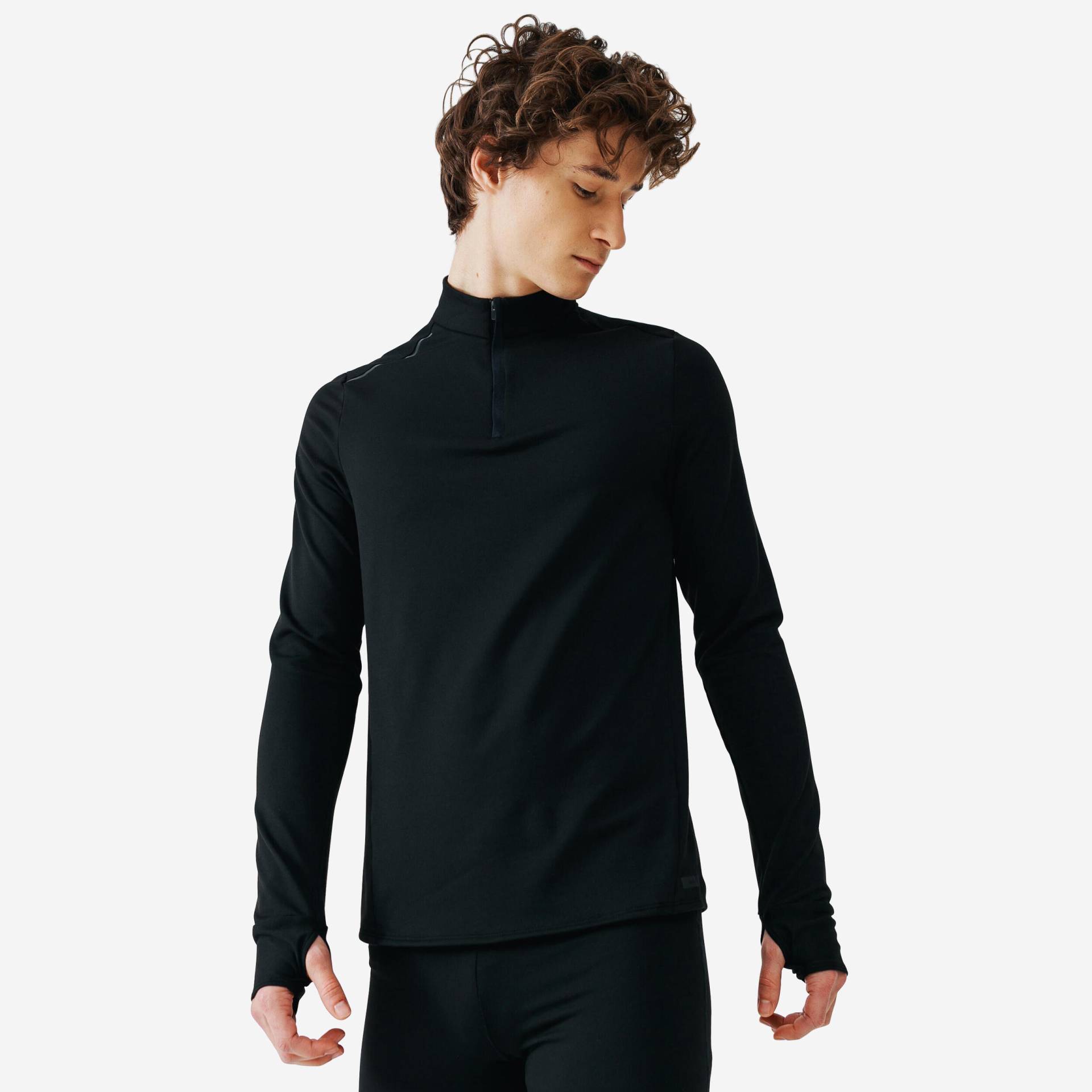 Laufshirt langarm Warm Herren schwarz von Kalenji