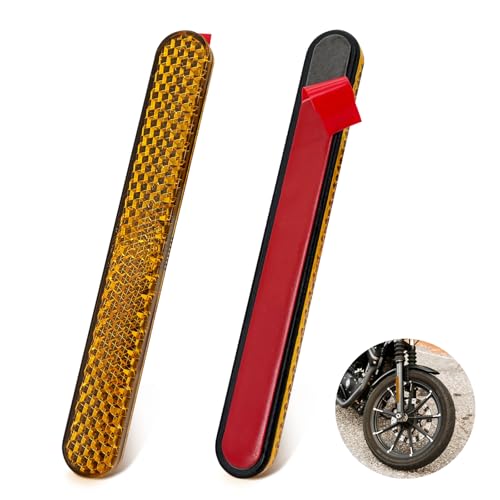 Reflektoren Fahrrad Reflektor Rückstrahler Vorne Fahrrad - 2er 100x13x7 mm E4 Frontreflektor Fahrrad Selbstklebend, Katzenaugen Reflektor für E-Scooter und Motorrad, Mehr Sichtbarkeit Sicherheit(Gelb) von Kalexion