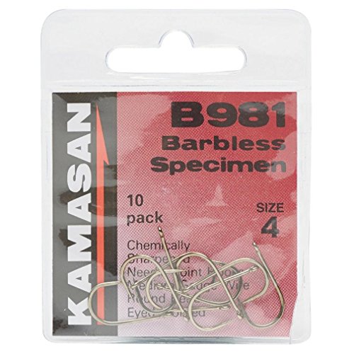 Kamasan B981 Eyed Barbless Haken - Größe 4 AngelZubehör Braun, Braun, Einheitsgröße von Kamasan