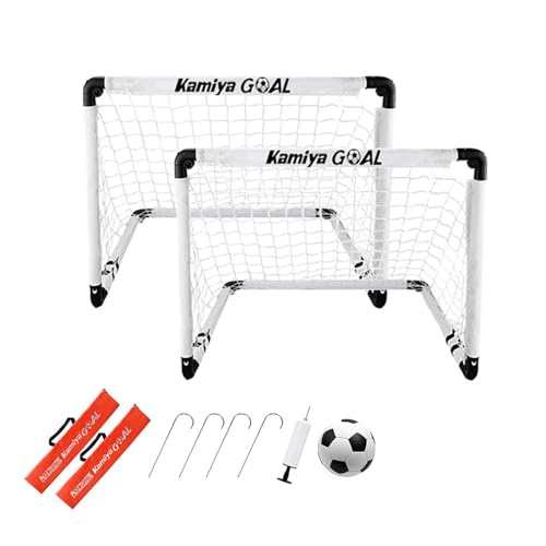 Kamiya Fußballtore - Faltbares Fußballtor Kinder - Tor 2-er Set - Fussballtore für Garten Kinder 60 cm x 45 cm x 45 cm, Tore Fußball Kinder für 2-7 Jahren, Weiß von Kamiya