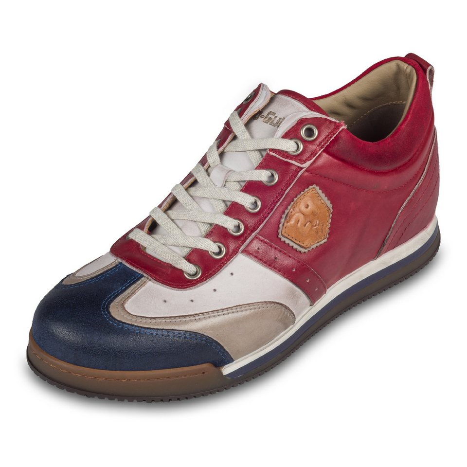 Kamo-Gutsu Leder Sneaker rot / weiß / blau / grau (SCUDO-005 rosso combi) Sneaker Handgefertigt in Italien von Kamo-Gutsu