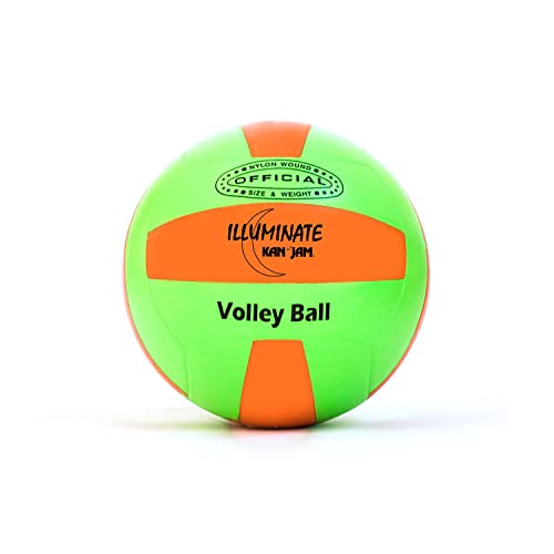 KanJam Illuminate LED Volleyball, Leuchtvolleyball - im Dunkeln leuchtender Volleyball - Offizieles Gewicht & Größe - Gelb/Orange - Night Volleyball Spaß dank bewegungsaktivierter LED-Beleuchtung von Kan Jam