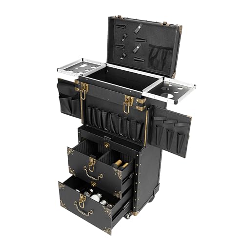 4 Ebenen Kosmetikkoffer Trolley Friseurkoffer Schminkkoffer Make-Up Koffer Beauty Case Mit Rollen Beauty Case Nageldesign Koffer Friseurkoffer Nagelkoffer Für Schönheitssalons, Friseursalons Häuser von Kanbihao