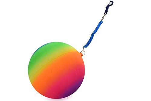 KandyToys Unisex Jugend 25,4 cm neonfarbener Regenbogenball mit Schlüsselanhänger, Mehrfarbig, Einheitsgröße von KandyToys