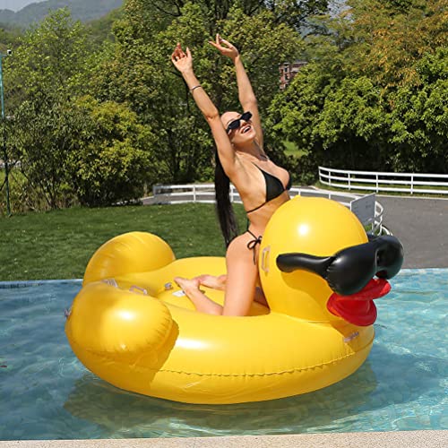 79'' kleine gelbe Ente Das Tragen von Sonnenbrillen aufblasbarer Schwebebett Pool Schwimmen Luftbetten Für Planschbecken Spielzeug Luftmatratzen Party Essentials von Kangmeile