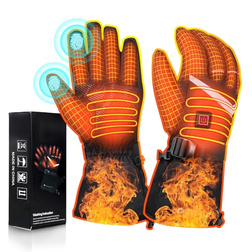 Beheizbare Handschuhe für Herren Damen - beheizte handschuhe 7.4V/2 x 5000mAh elektrisch warme Winter-Motorradhandschuhe, Fahrradhandschuhe und Skihandschuhe mit akku und 2-in-1 USB-Anschluss (M) von Kangtaixin