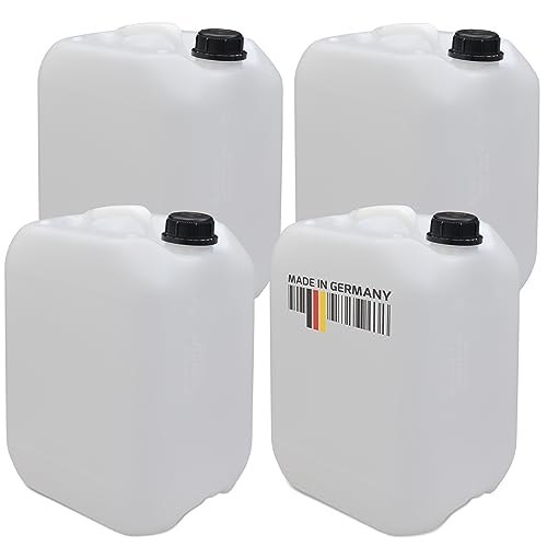 plasteo® 4 x 10L Getränke- Wasserkanister Natur | BPA Frei | Lebensmittelecht | Hergestellt in DE | UN-Zulassung | Tragbar | Indoor und Outdoor von plasteo