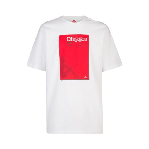 Kappa Authentic HB ENFAS T-Shirt, Weiß/Rot MD, Standard, Erwachsene von Kappa