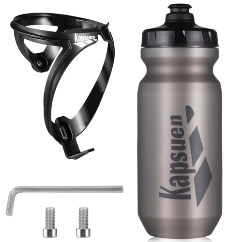 Kapsuen Flaschenhalter Fahrrad-Set, 610ml Fahrrad Trinkflasche mit Halter, Schrauben, BPA-freier, Leicht, stabil, Getränkehalter Fahrrad Trinkflasche, Sport Wasserflasche für Outdoor Radfahren von Kapsuen