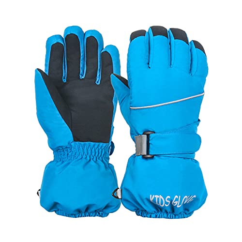 Ski Handschuhe für Kinder - wasserdichte und Winddichte Winterhandschuhe Warm Sporthandschuhe Snowboardhandschuhe für Outdoor-Sport, Fahrradhandschuhe Warme Handschuhe in WinterBlau S von Kapsuen