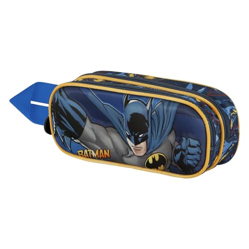 Batman Night-3D Doppelfedermäppchen, Dunkelblau, 22 x 9,5 cm von Karactermania